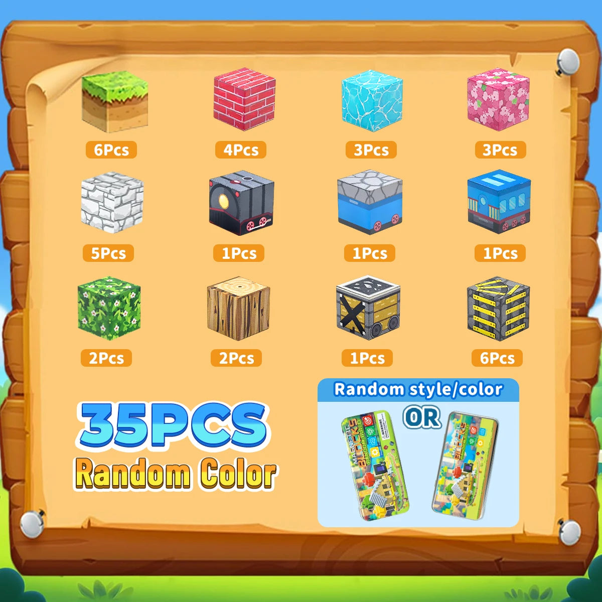 Blocos de Construção Magnéticos – 35 Peças