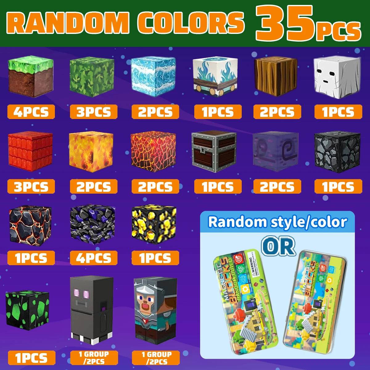 Blocos de Construção Magnéticos – 35 Peças