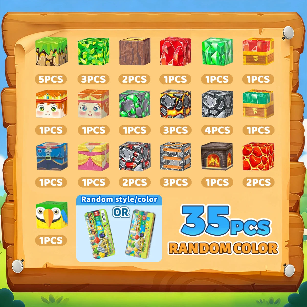 Blocos de Construção Magnéticos – 35 Peças