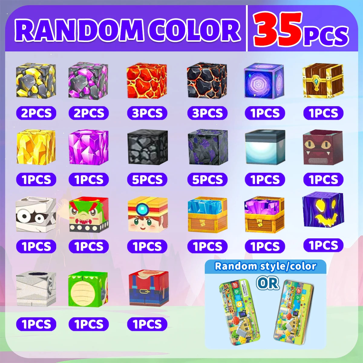 Blocos de Construção Magnéticos – 35 Peças